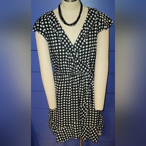 Arizona black/white check ruffle dress Size M Worn once